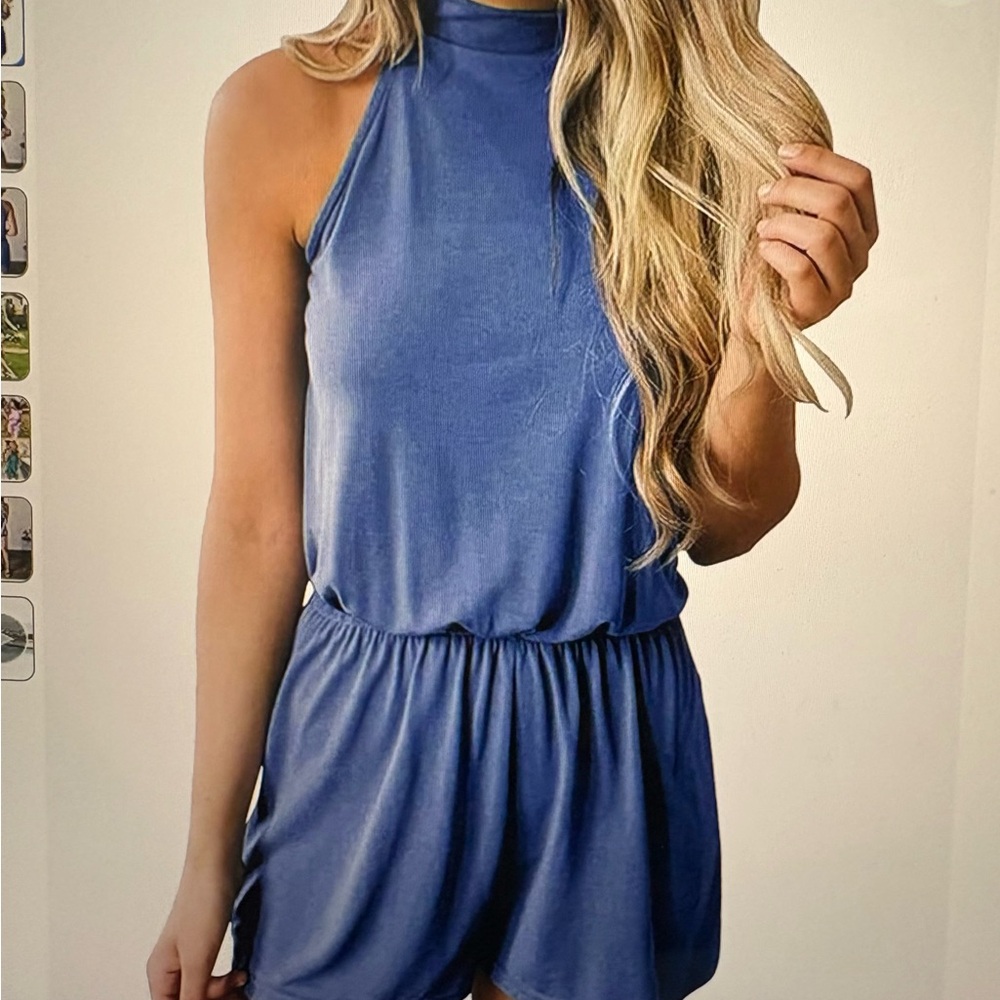 Brand new unworn Blue Sleeveless Romper size small